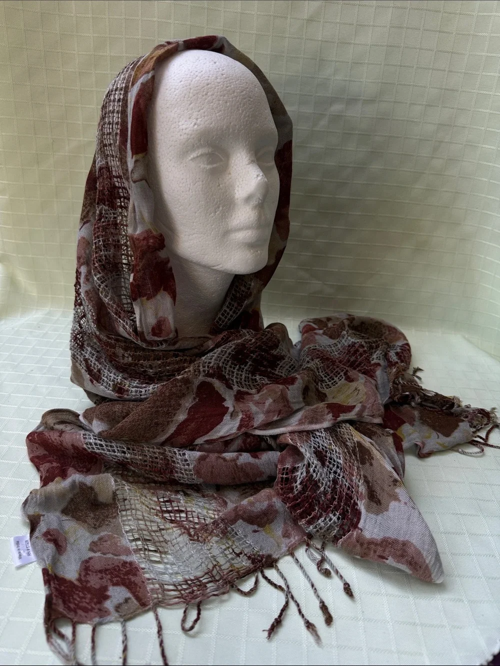 Vintage Multicolored Rayon Long Scarf